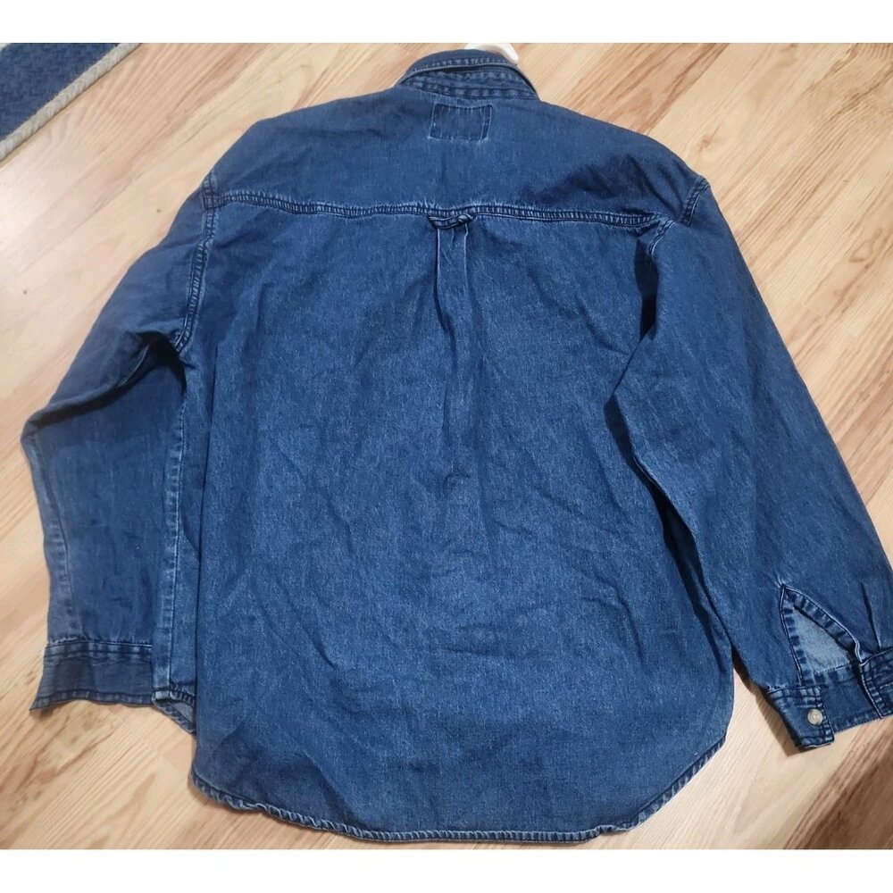 Vintage 90’s Solution Christmas Cat Embroidered Denim Shirt Womens med festive - Picture 12 of 13